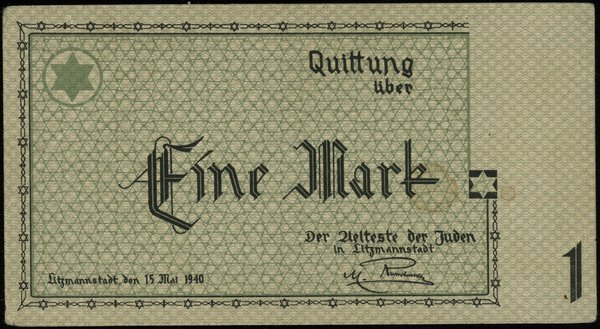 1 marka, 15.05.1940; bez serii i numeracji – nie