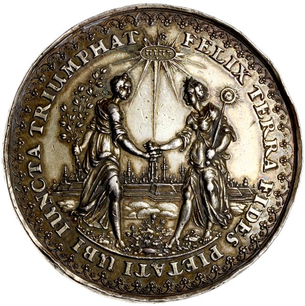 Medal wybity na pamiątkę rozejmu w Sztumskiej Wsi, ok. 1642, autorstwa Jana Höhna Starszego i Sebastiana  Dadlera, Gdańsk