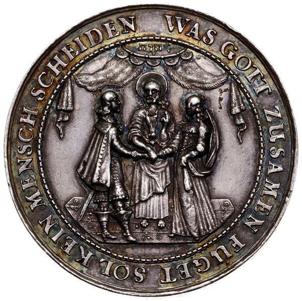 Medal na pamiątkę ślubu i cudu w Kanie Galilejskiej, II poł. XVII w., autorstwa Jana Höhna, Gdańsk