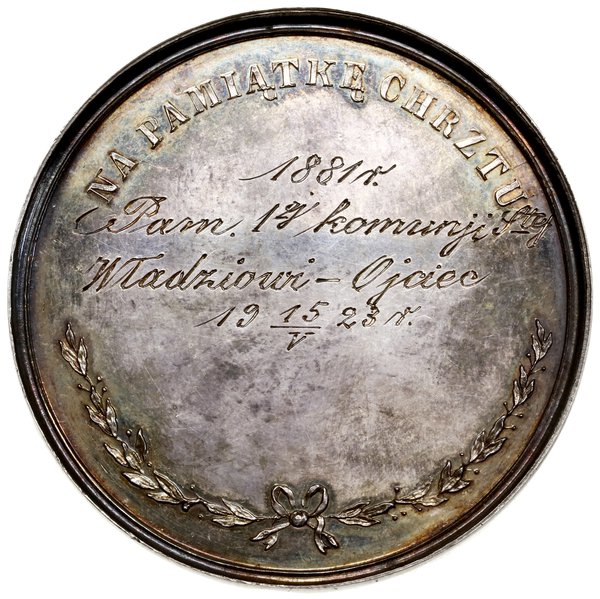 Medal na pamiątkę chrztu, 1872–1879, projektu Józefa Majnerta, Warszawa