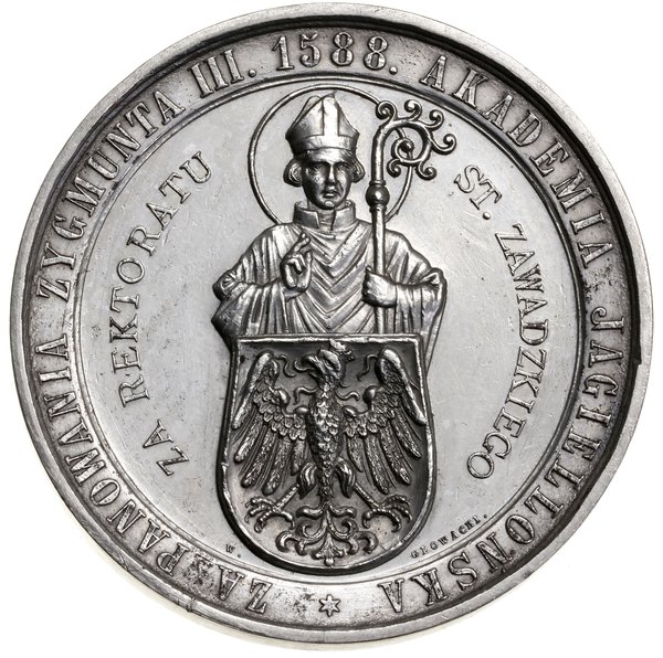 Medal na pamiątkę 300. rocznicy założenia gimnazjum św. Anny w Krakowie, 1888, projektu Walerego  Eliasza-Radzikowskiego, Kraków