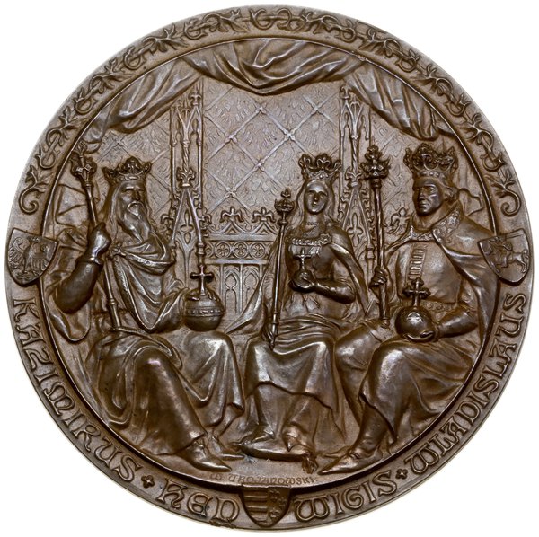 Medal na pamiątkę 500-lecia Uniwersytetu Jagiellońskiego, 1900, projektu Wincentego Trojanowskiego, Paryż