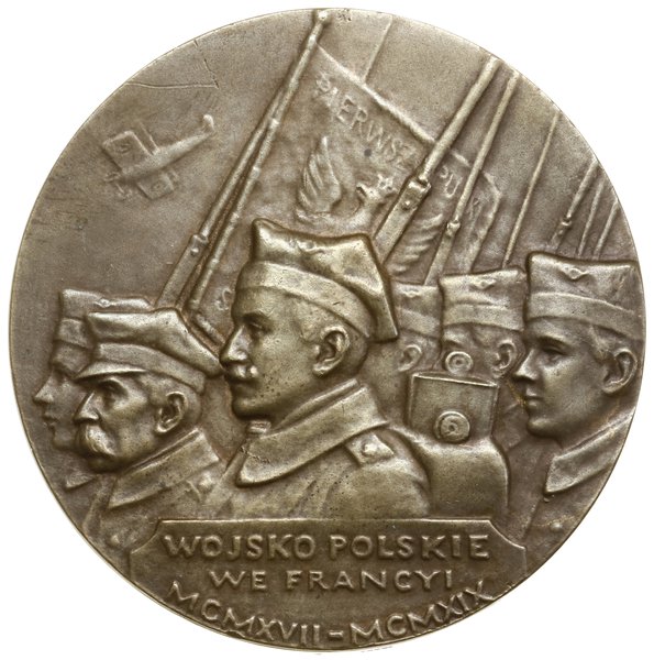 Medal upamiętniający generała Józefa Hallera (1873-1960) oraz Wojsko Polskie we Francji, 1919,  projektu Antoniego Madeyskiego, Paryż (?)