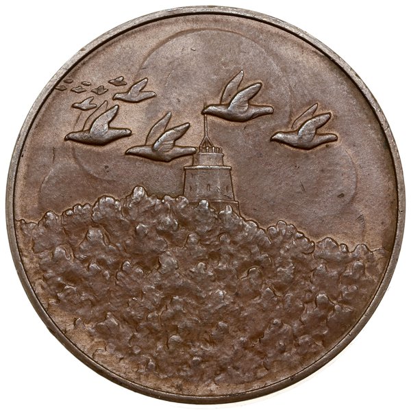 Medal nagrodowy za hodowlę gołębi, 1929, projektu Józefa Aumillera, Warszawa