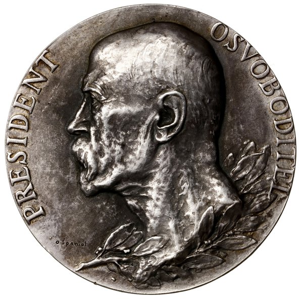 Medal na pamiątkę śmierci Tomáša Garrigue Masaryka (1850–1937), 1937, projektu Otakara Španiela,  Kremnica