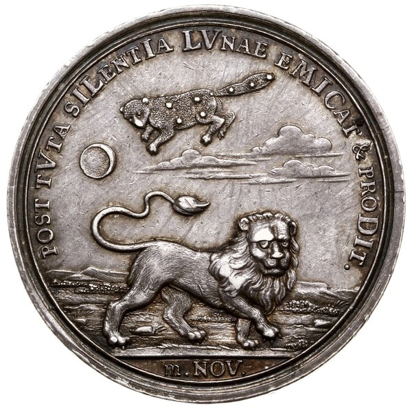 Medal na pamiątkę szczęśliwego powrotu króla do Szwecji, 1714, autorstwa Martina Brunnera, Norymberga