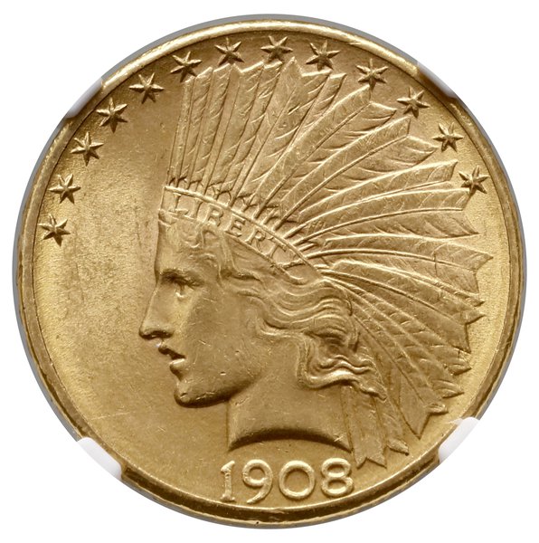 10 dolarów, 1908 D, Denver; typ Indian Head, wit
