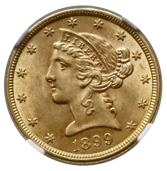 5 dolarów, 1899, Filadelfia; typ Liberty Head, w