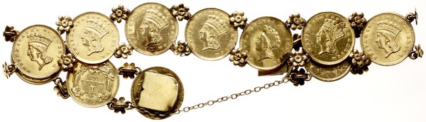 złota bransoleta z 12 złotymi monetami o nominale 1 dolar