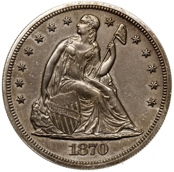 1 dolar, 1870, Filadelfia; typ Seated Liberty – 
