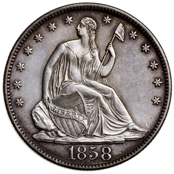 1/2 dolara, 1858 O, Nowy Orlean; typ Liberty Sea