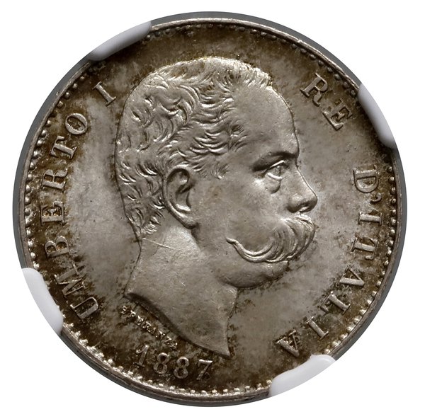 1 lir, 1887 M, Mediolan; Gnecchi 1, KM 24, Pagan