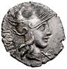 Denar, 125 pne, Rzym; Aw: Głowa Romy w hełmie w prawo, z lewej ROMA, z prawej - gwiazda; Rw: Dwa s..
