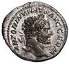 Denar, 213–217, Rzym; Aw: Głowa cesarza w wieńcu laurowym w prawo, ANTONINVS PIVS AVG GERM;  Rw: M..