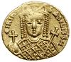 Solidus, 797–802, Konstantynopol; Aw: Popiersie Ireny trzymającej jabłko panowania i długi krzyż, ..