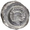 Brakteat, XIII–XIV w.; Długowłosa głowa na wprost; Wieleń 205 (?); srebro, 15.9 mm, 0.19 g.