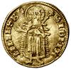 Floren (goldgulden), bez daty (1342–1353), Buda; Aw: Lilia, + LODOV - ICI REX; Rw: Postać św. Jana..