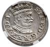 Trojak, 1586, Ryga; mała głowa króla, na awersie końcówka legendy L, niska korona z rozetami;  Ige..