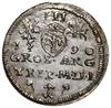 Trojak, 1590, Wilno; typ monety z herbem Chalecki pomiędzy listkami z prostymi gałązkami na rewers..