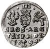 Trojak, 1594, Wilno; duża głowa króla, kropki po bokach nominału; Iger V.94.1.a, Ivanauskas 5SV39-..
