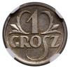 1 grosz, 1927, Warszawa; moneta obiegowa, ale wybita w srebrze; Kop. 2769 (R5), Parchimowicz P101e..