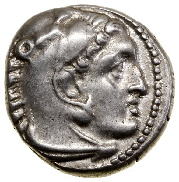 Drachma naśladująca typ Aleksandra III Macedońskiego, ok. 300–280 pne, Mylasa (Karia)