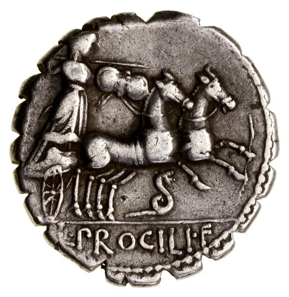 Denar seratus, 80 pne, Rzym; Aw: Głowa Juno w pr