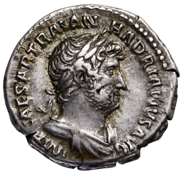 Denar, 119–122, Rzym; Aw: Głowa cesarza w wieńcu
