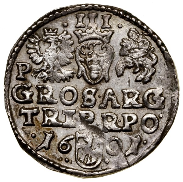 Trojak, 1601, Poznań; pełna data przedzielona he