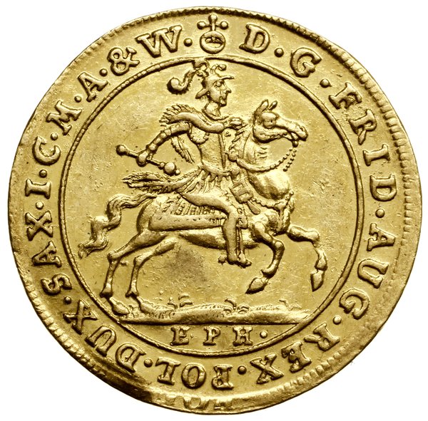 Dukat, 1702, Lipsk; Aw: Król na koniu w zbroi i 
