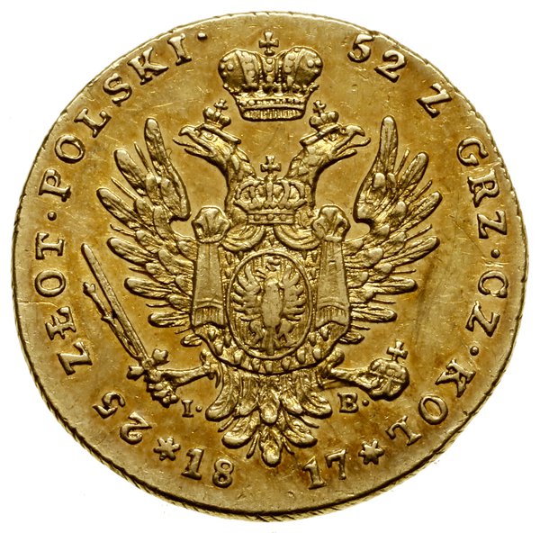 25 złotych, 1817 IB, Warszawa; Aw: Głowa cara w 
