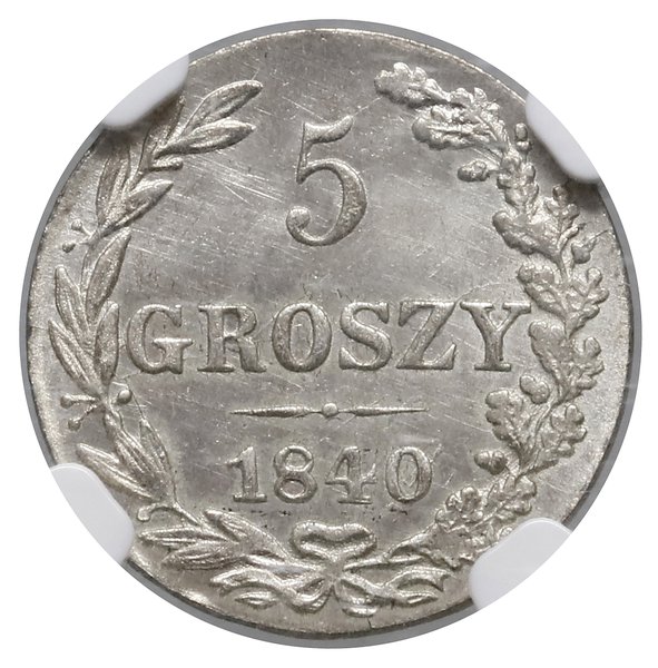 5 groszy, 1840 MW, Warszawa; wariant bez kropek 