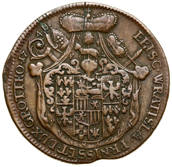 Odbitka w miedzi monety pięciodukatowej z roku 1748