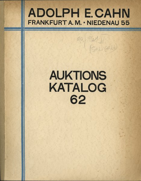 Katalog aukcyjny Adolph E. Cahn „Rheinische Samm