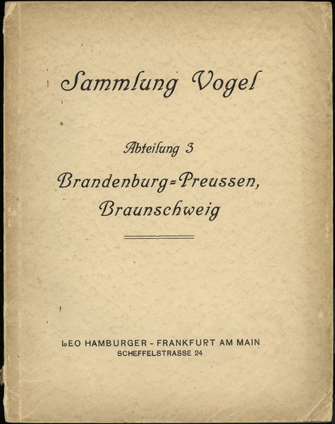 Katalog aukcyjny Leo Hamburger „Sammlung Vogel. 