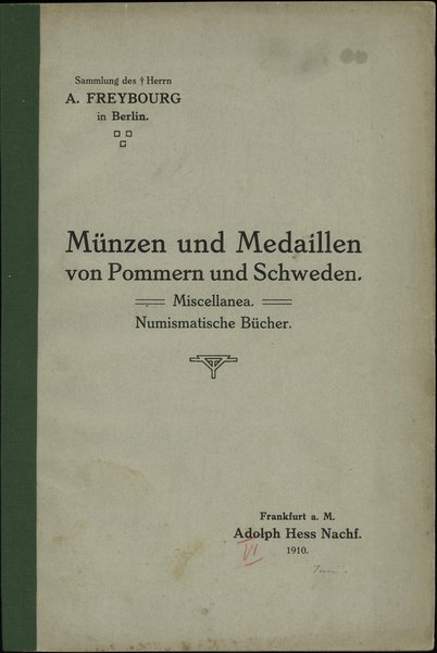 Katalog aukcyjny Adolph Hess Nachf. „Münzen und 