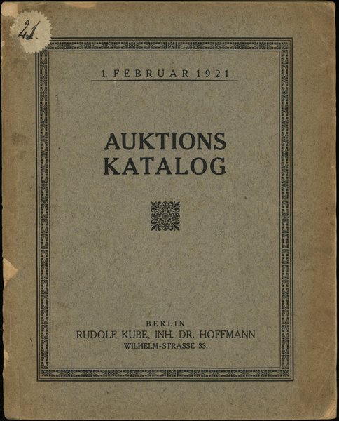 Katalog aukcyjny Rudolf Kube „Münzen und Medaill