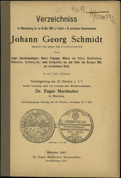 Katalog aukcyjny Dr. Eugen Merzbacher „Münzsamml