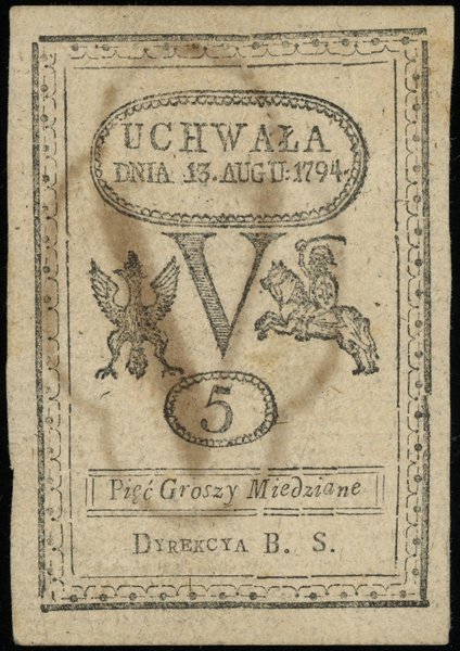 5 groszy miedziane, 13.08.1794