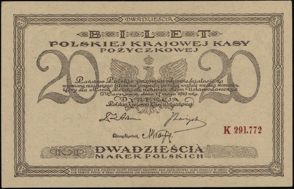 20 marek polskich, 17.05.1919; seria K, numeracj