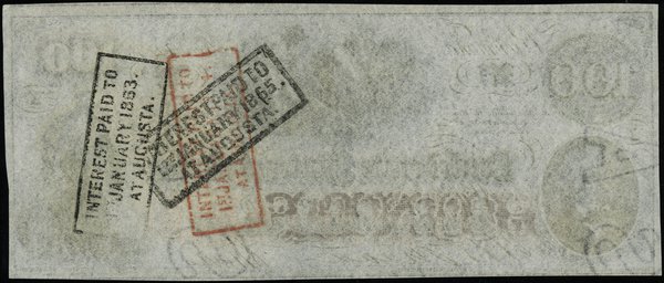 100 dolarów, 24.11.1862, numeracja 50763; papier