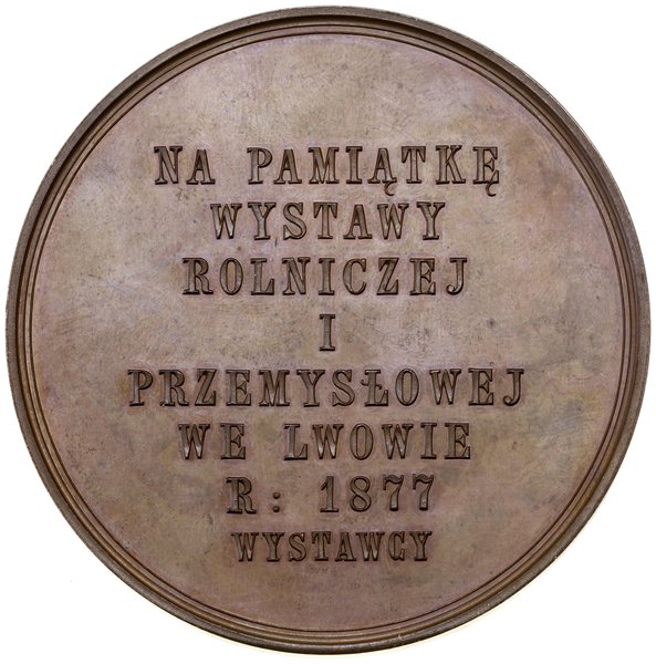 Medal na pamiątkę Wystawy Rolniczej i Przemysłowej we Lwowie, 1877, Wiedeń, projektu Karola Radnitzky’ego