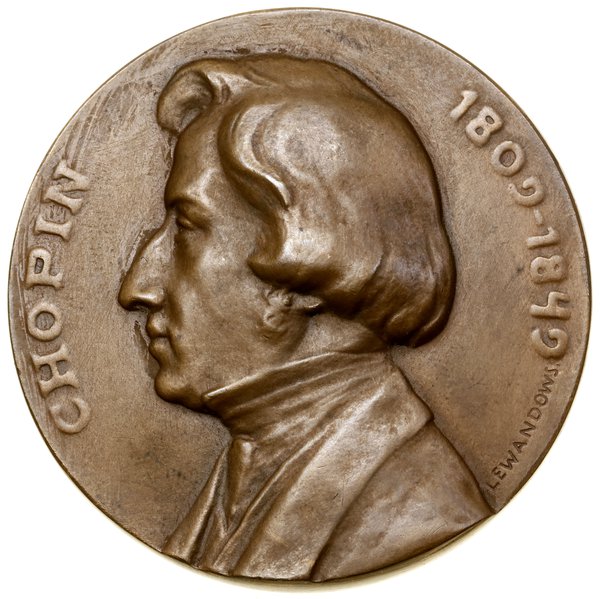Medal na pamiątkę 100. rocznicy urodzin Fryderyka Chopina, 1909, projektu Stanisława Romana Lewandowskiego