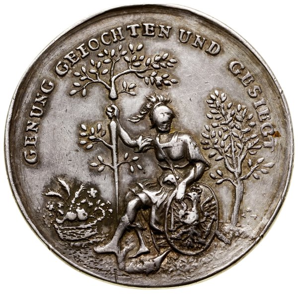 Medal na pamiątkę zawarcia traktatu pokojowego w Hubertsburgu, 1763, sygnowany IK