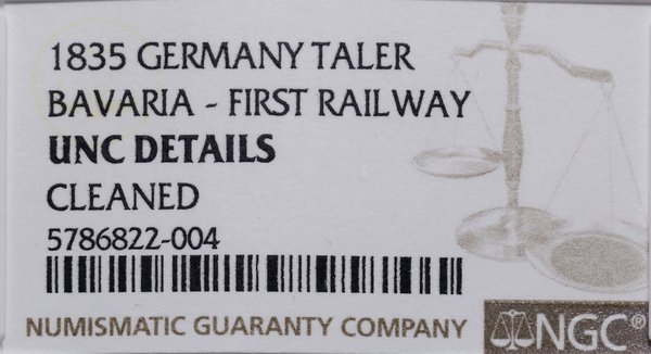 Talar, 1835, Monachium; Pierwsza linia kolejowa 