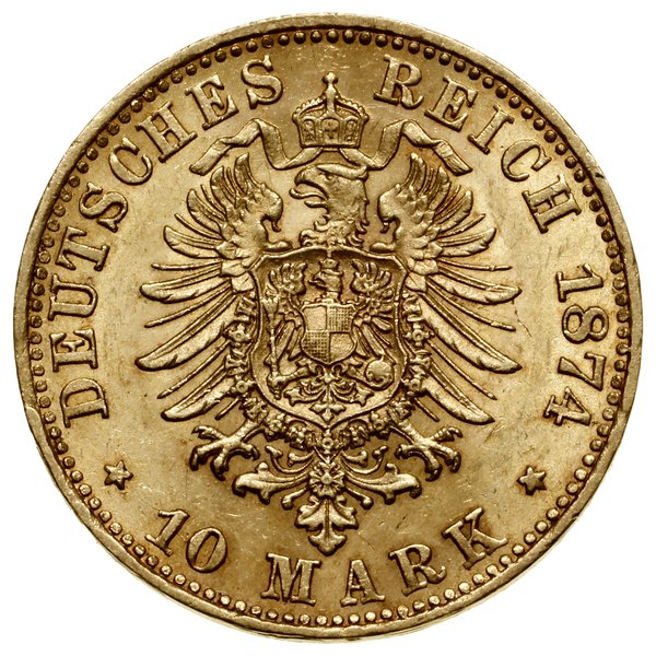 10 marek, 1874 E, Muldenhütten; AKS 164, Fr. 384