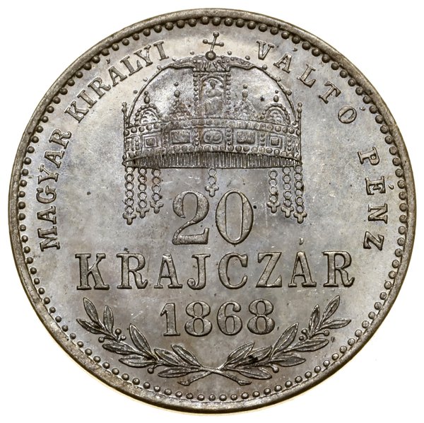 20 krajcarów, 1868 KB, Kremnica