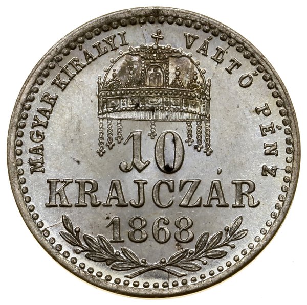 10 krajcarów, 1868 KB, Kremnica