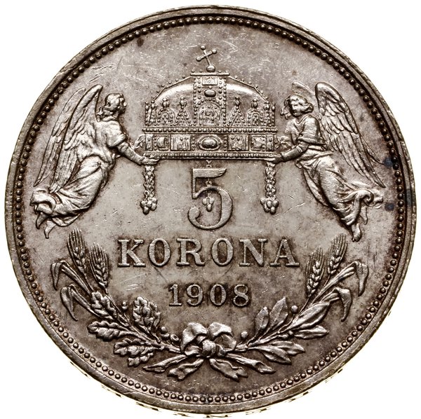 5 koron, 1908 KB, Kremnica