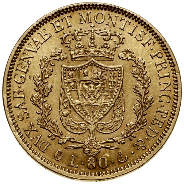 80 lirów, 1829 P, Genua